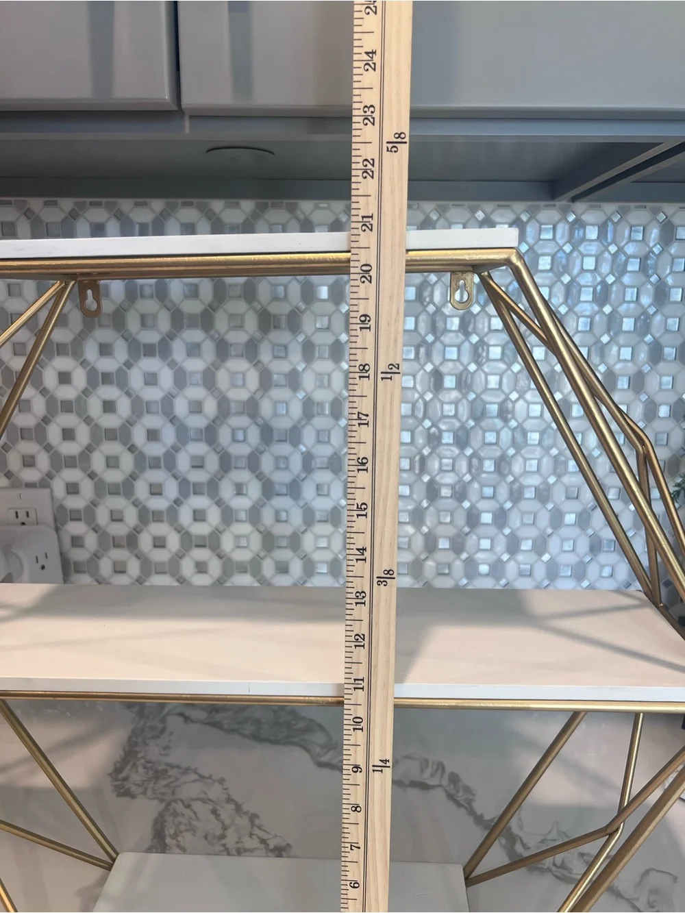 Hexagon Wood Metal Shelf 3-Tier Wall Hanging or Standing 21